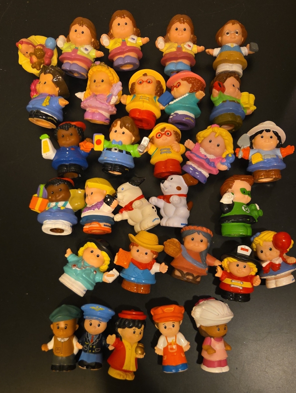 Little People 5 For $25 Lot - Vintage Skinny People Maggie Mom Dad King Queen